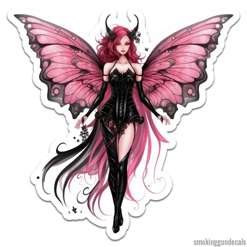 Pink Fairy Butterfly, Vinyl Decal Sticker, Indoor Outdoor, 3 Sizes, #12088