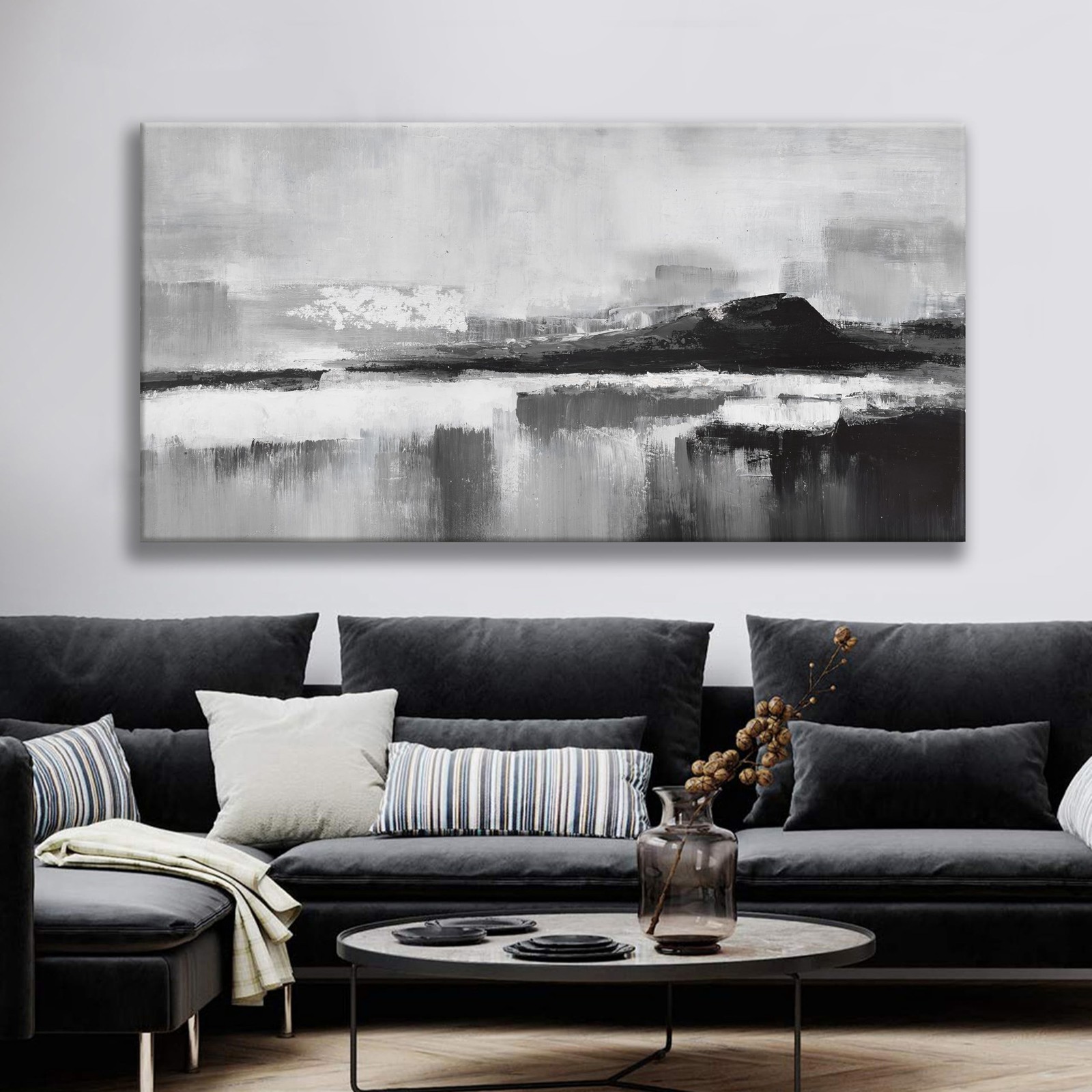 Abstract Wall Art Decor Large Home Decor Wall Art Prints Black and White Wall…