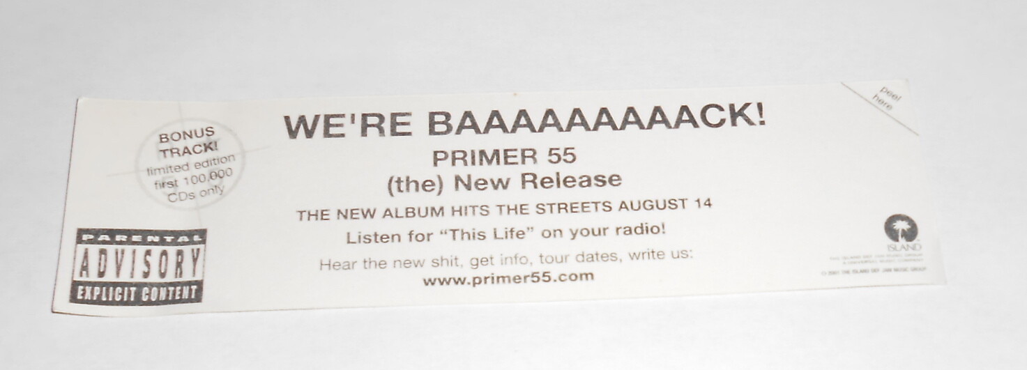 Primer 55 We’re Baaaaack! Bumper Sticker Original 2001 Promo 7×2 RARE