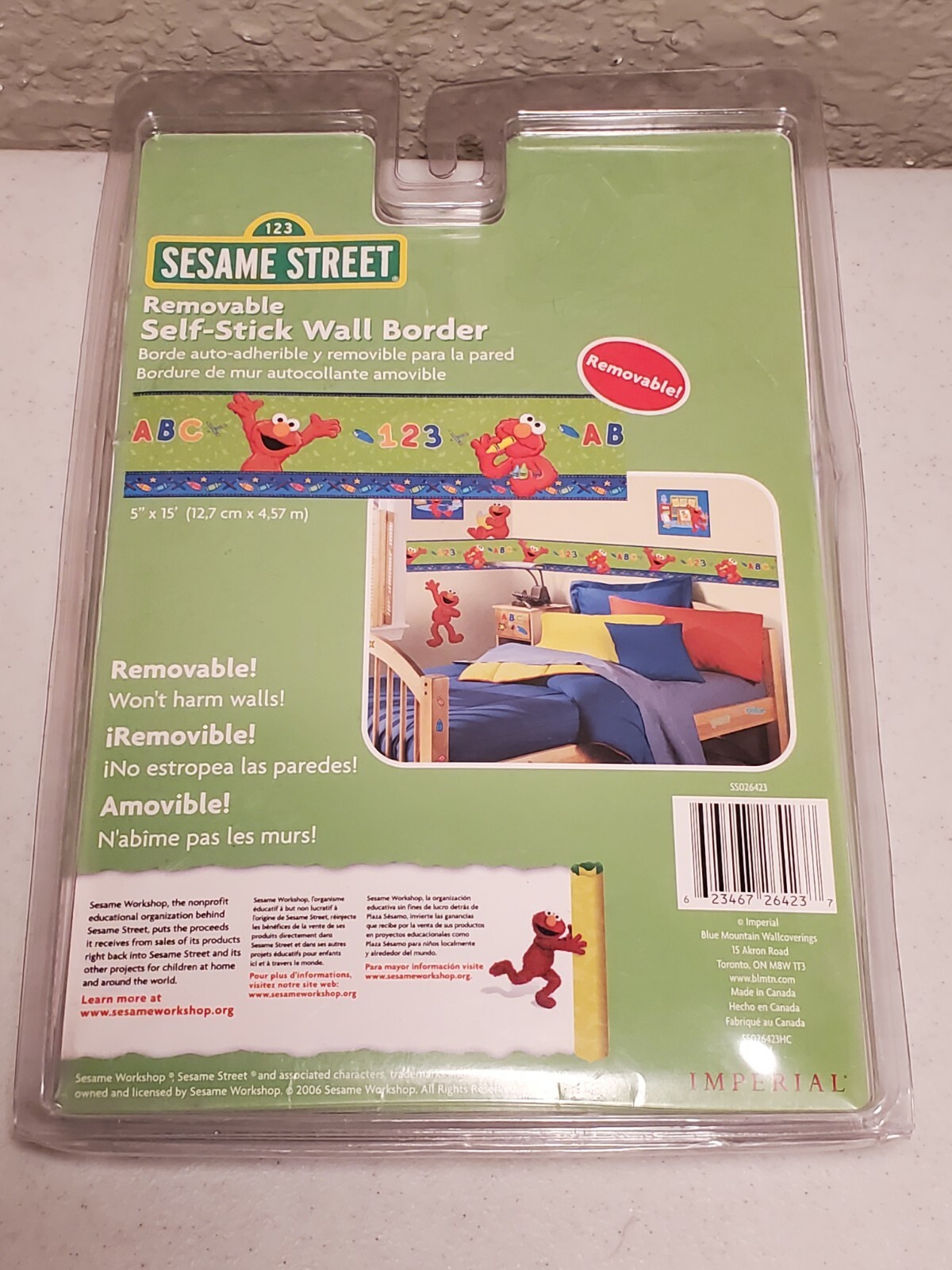 Sesame Street Elmo Removable Self Stick Peel And Stick Wall Border ABC 123