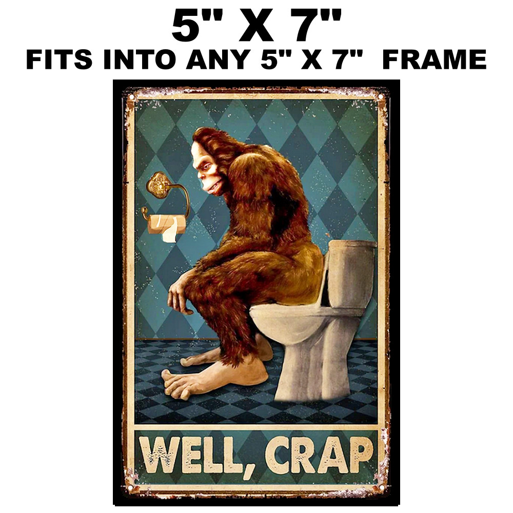 Bathroom Sign Sticker Gorilla Oh Crap Funny Restroom Vintage Replica