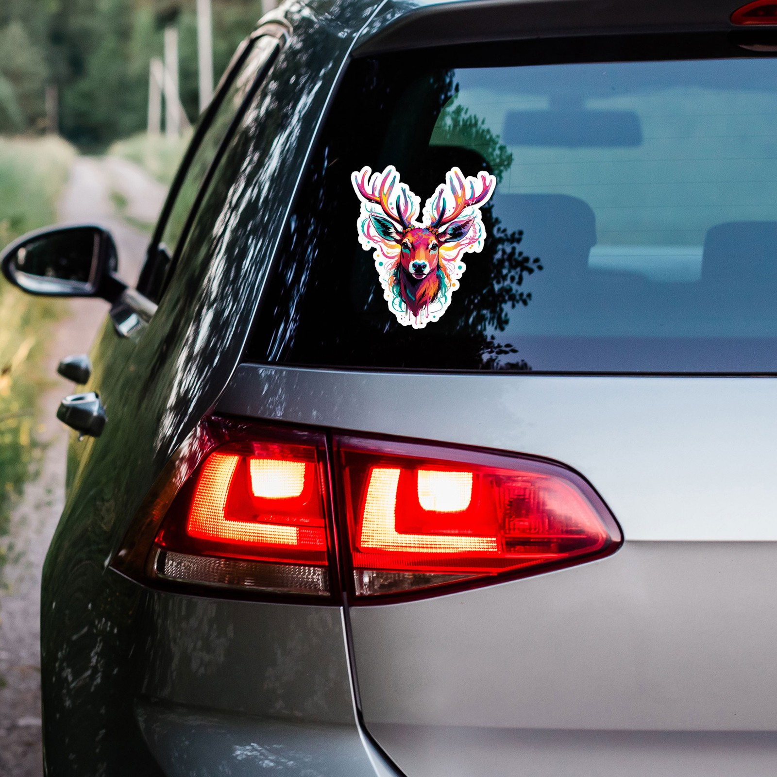 Multi-color Deer Antlers – Vinyl Decal Sticker – Car Window Laptop – ebn12691