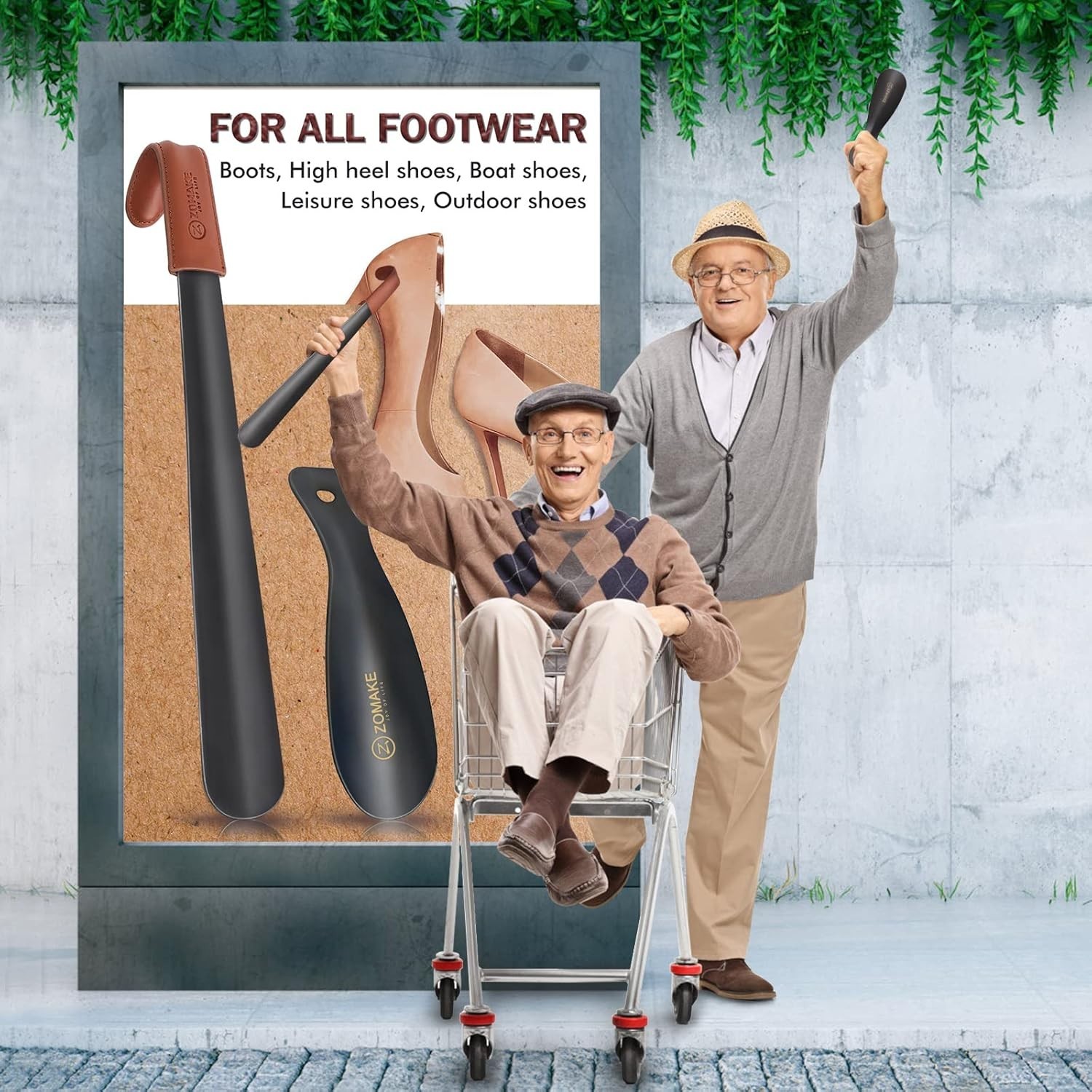 Shoe Horn Long Handle for Seniors Men Women,Metal Long Shoehorn Boot Horn 16.5"