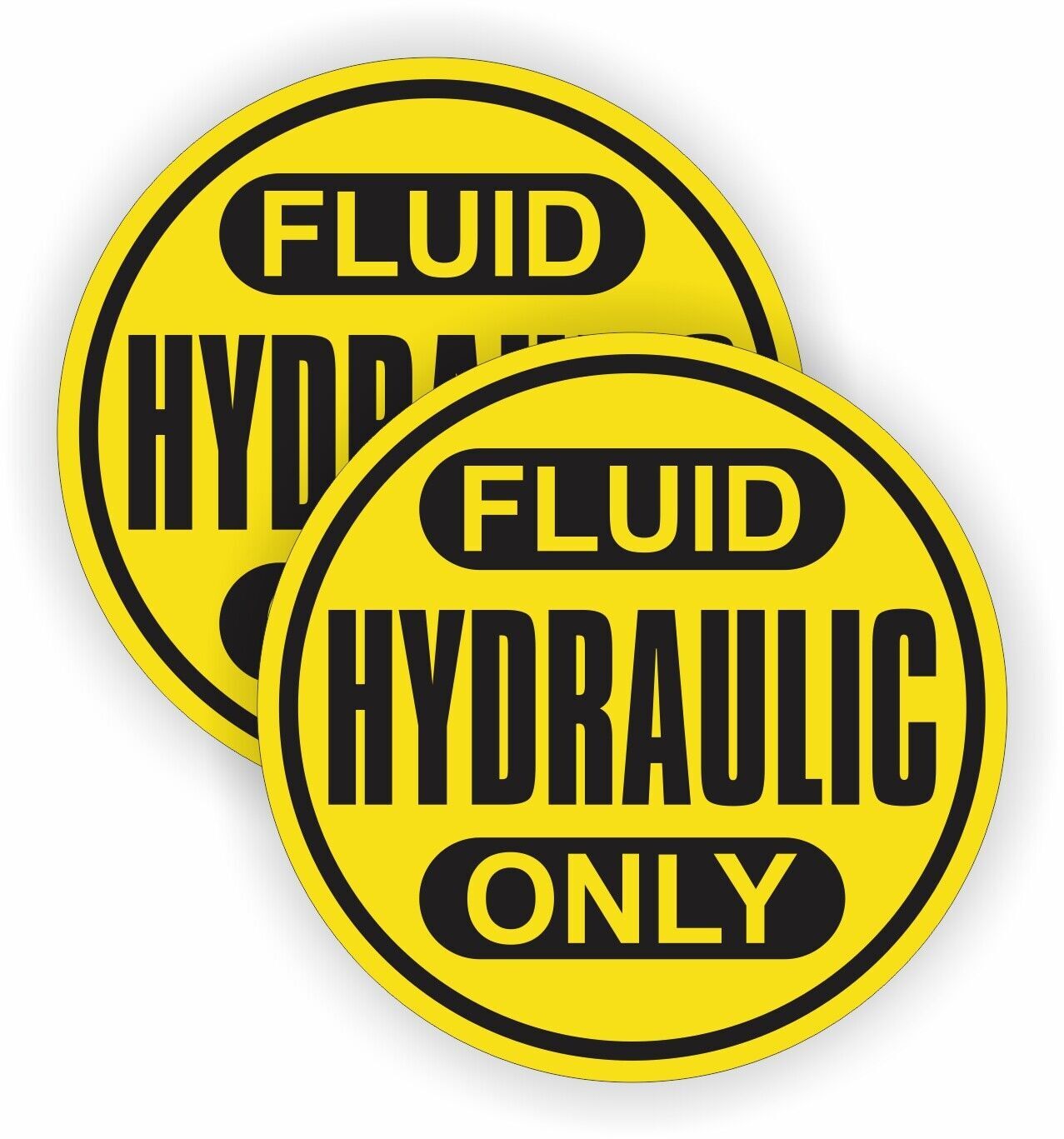 pair – 2 inch HYDRAULIC FLUID ONLY Vinyl Sticker Decal
