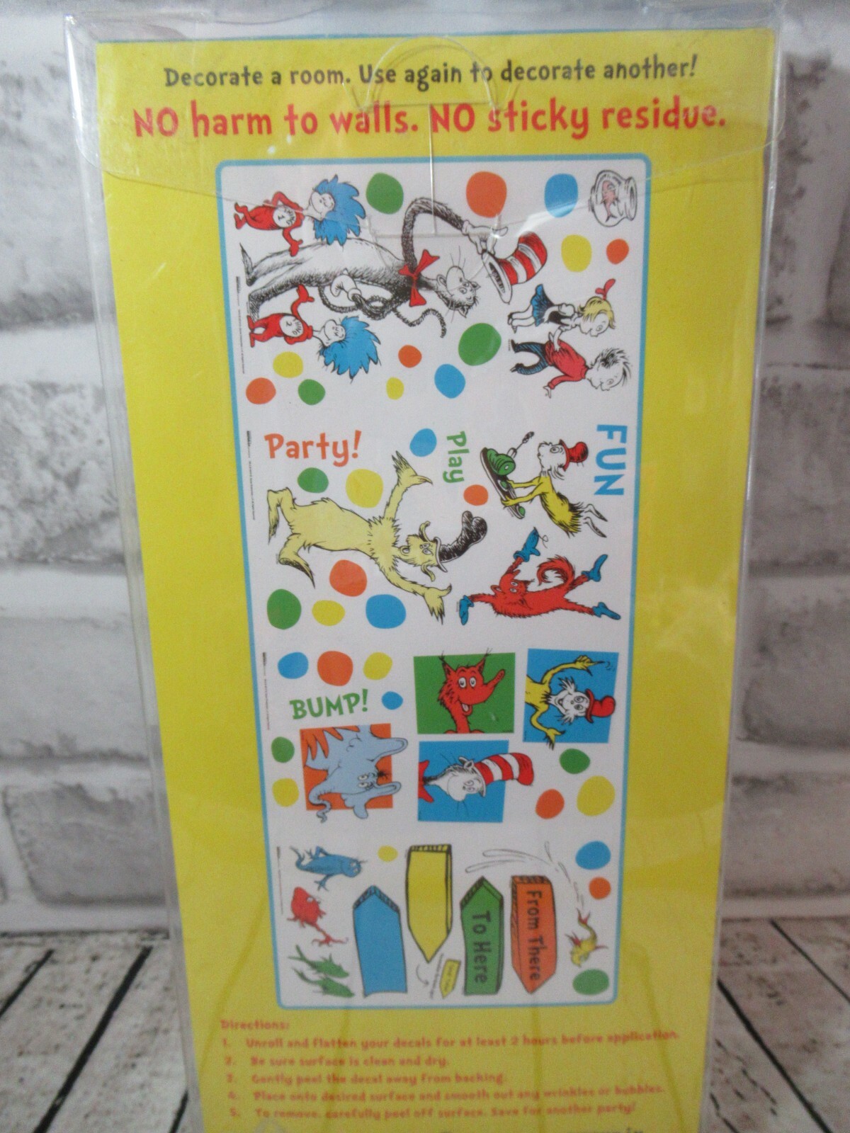 Dr Seuss removeable wall decorations decals Cat in Hat Horton Thing 1 2 Sam I am