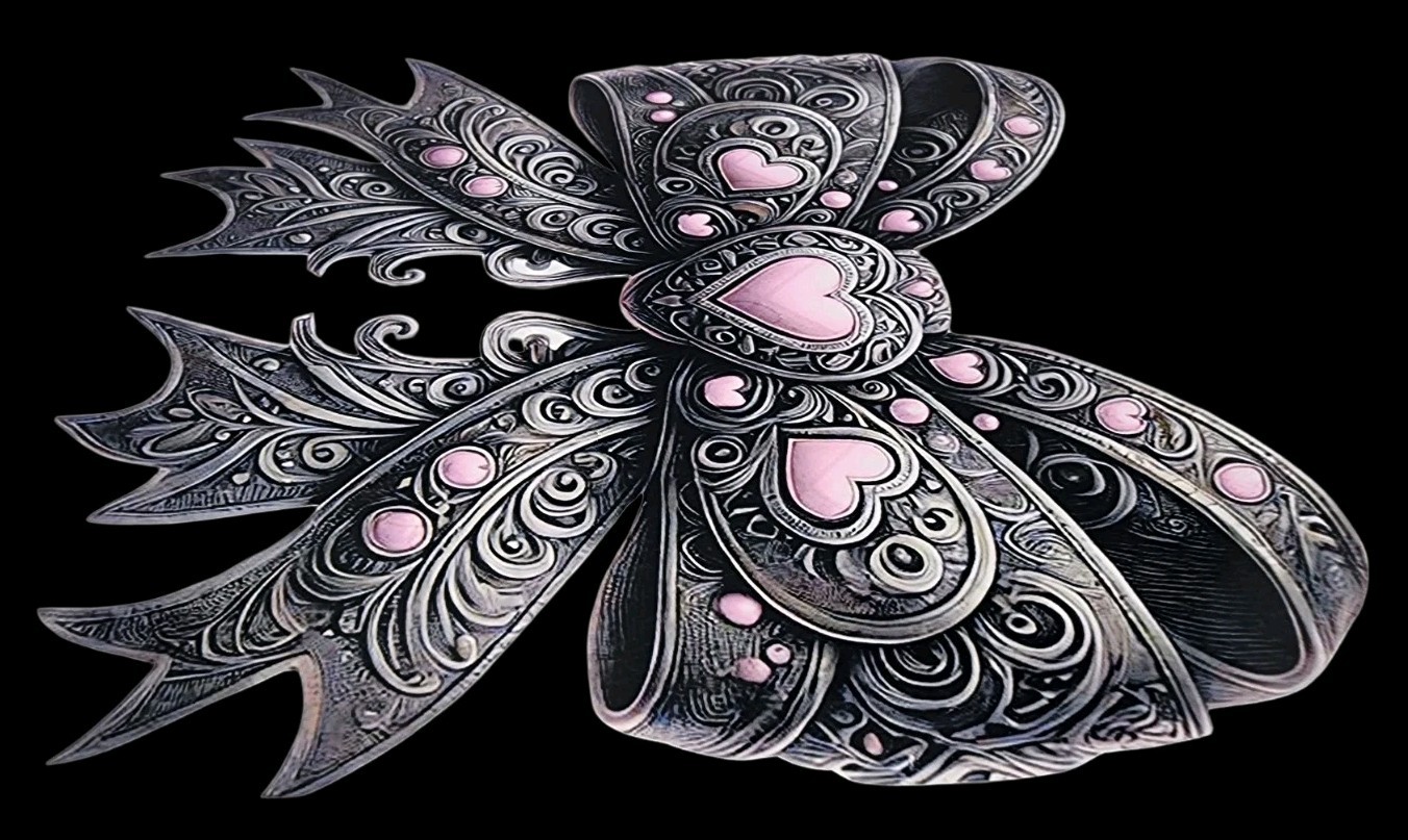 Black & Pink Goth Bow Waterproof Car Decal Wall Poster Vinyl Sticker Horror Cute