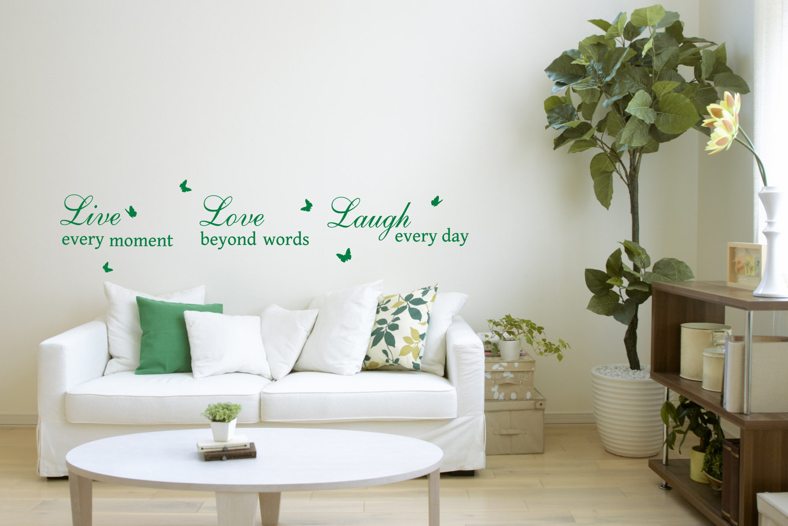 Live Love Laugh Quotes & Butterflies Art Vinyl Sticker, Wall Decal- HIGH QUALITY