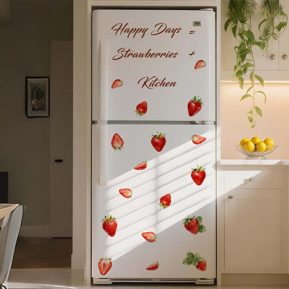 DIY Strawberry Wall Stickers PVC Decals for Kitchen Bedroom Living Room 60x30cm