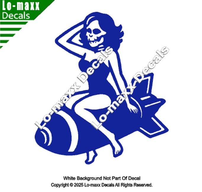 WWII Zombie Pin Up Bomb Decal Military Nose Art Style Avery Dennison Vinyl