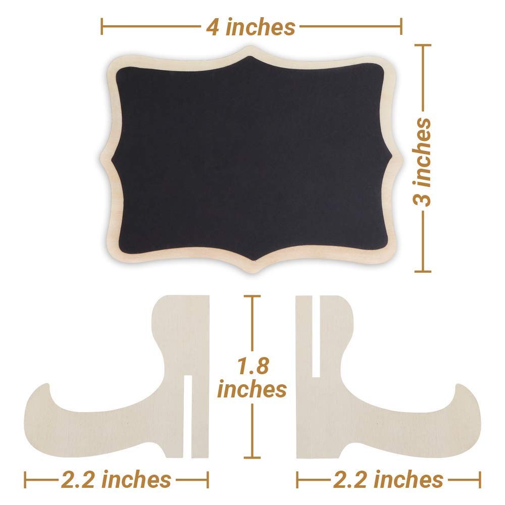 Mini Chalkboard Signs, 20 Pack Framed Small Chalk 4 inches by 3 inches, Black