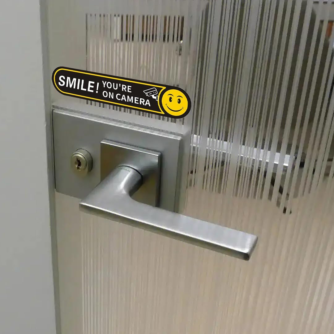 Smile You'Re on Camera Stickers – 24 Hour Video Surveillance Sign – 10 PACK