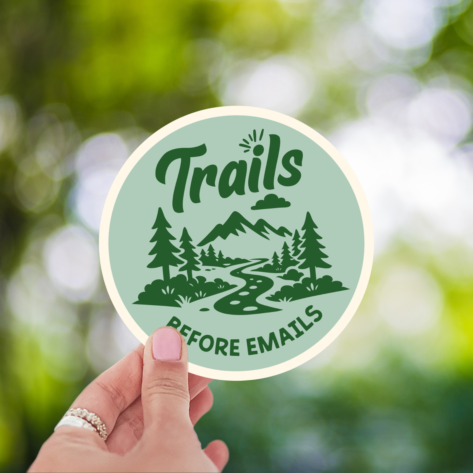 Trails Before Emails Hiking Sticker Camping Backpack Outdoor Decal