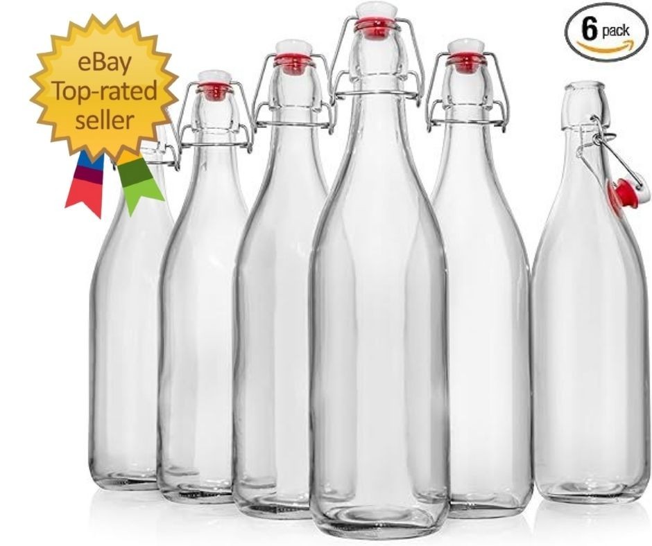 Swing Top Glass Bottles [1 Liter / 33 fl. oz.] [Pack of 6] – Flip Top Coquito Bo