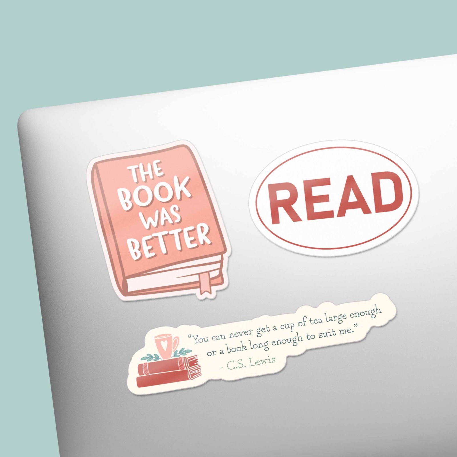 Book Sticker Sheet – Set of 6 Mini Reading Decals for Laptop & Water Bottle