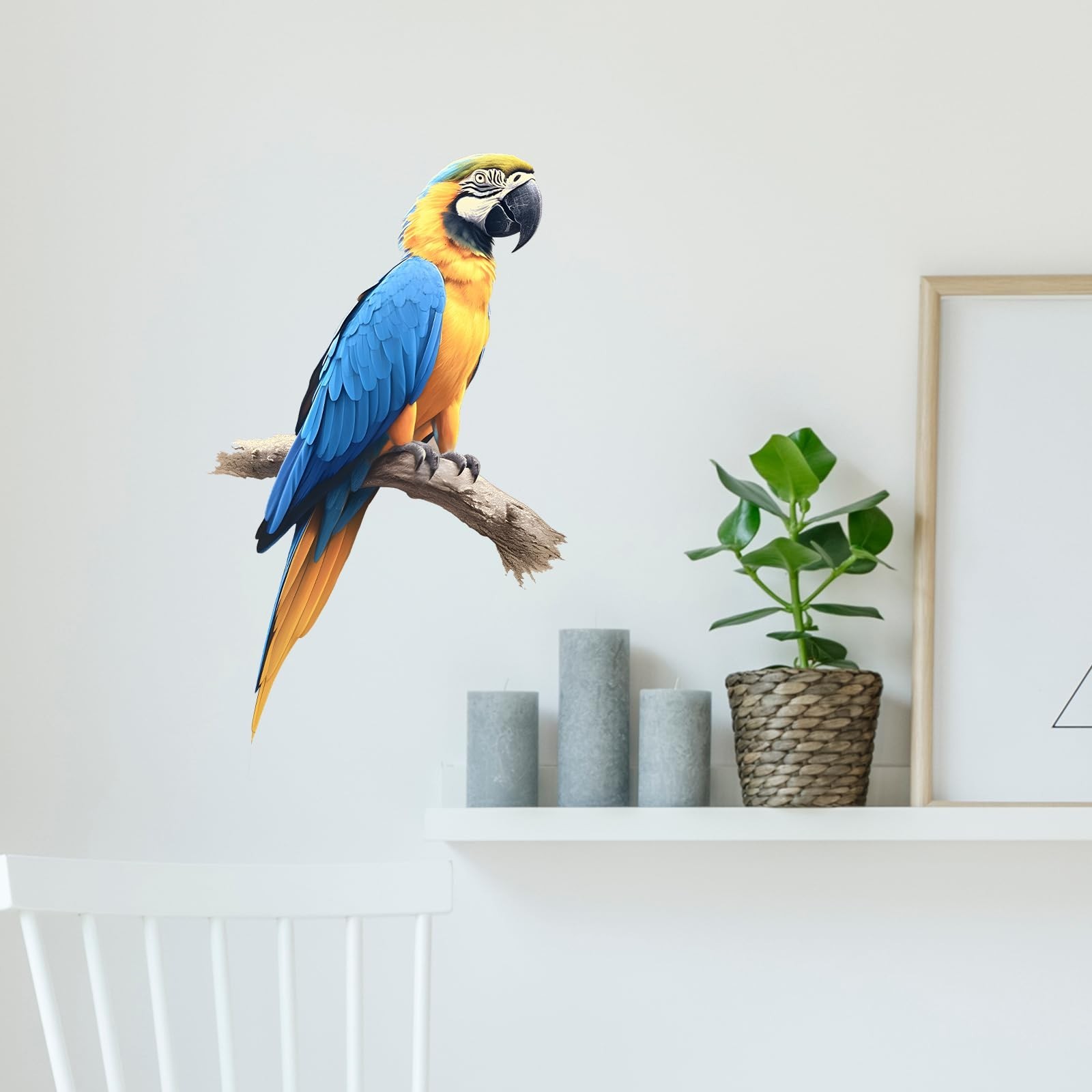 Lifelike Blue and Yellow Macaw Bird Wall Decal Nursery Bird Animal Wall Stick…