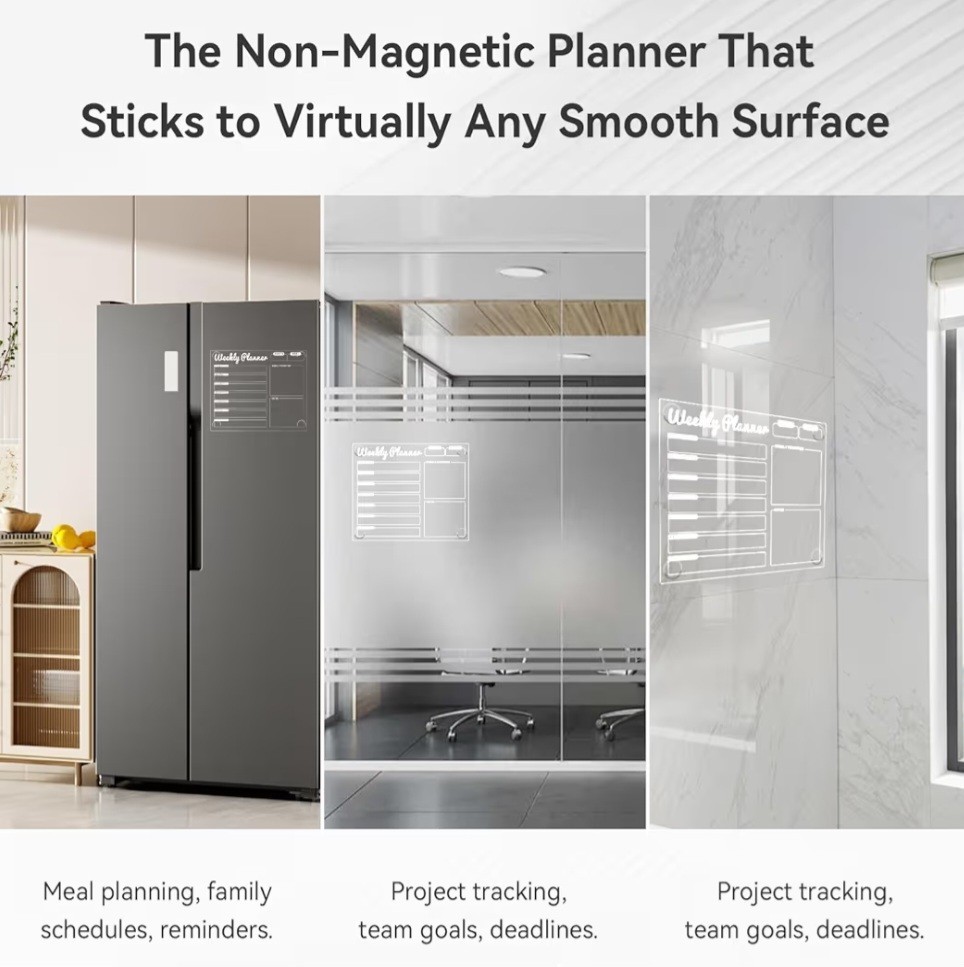 Weekly Monthly Vinyl Planner Decal Kit – Reusable for Fridge, Wall, Glass
