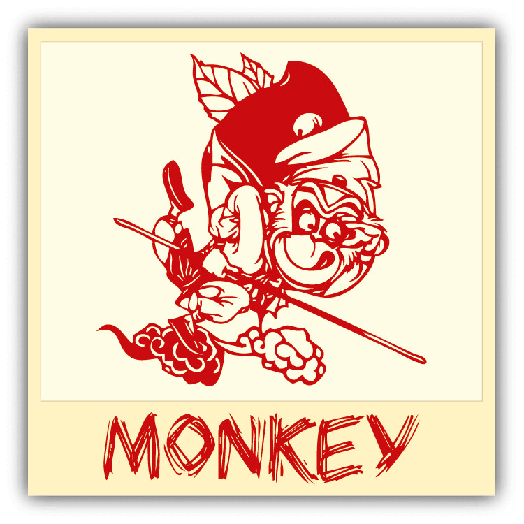 Monkey Chinese Zodiac Sheng Xiao Humor Sign Car Bumper Sticker Decal