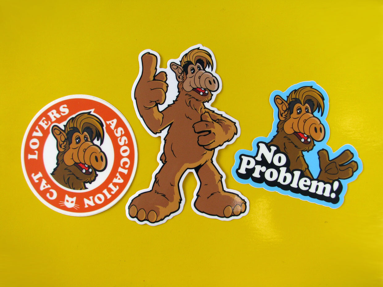 ALF Vinyl Sticker Set – 80s TV Decals for Skateboard Laptop Car Water Bottle