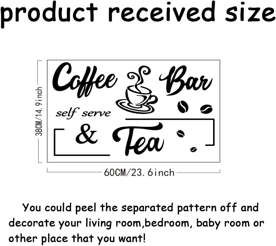 Coffee & Tea Bar Wall Sticker Vinyl Decal Removable Home Decor 23.6"x14.9"
