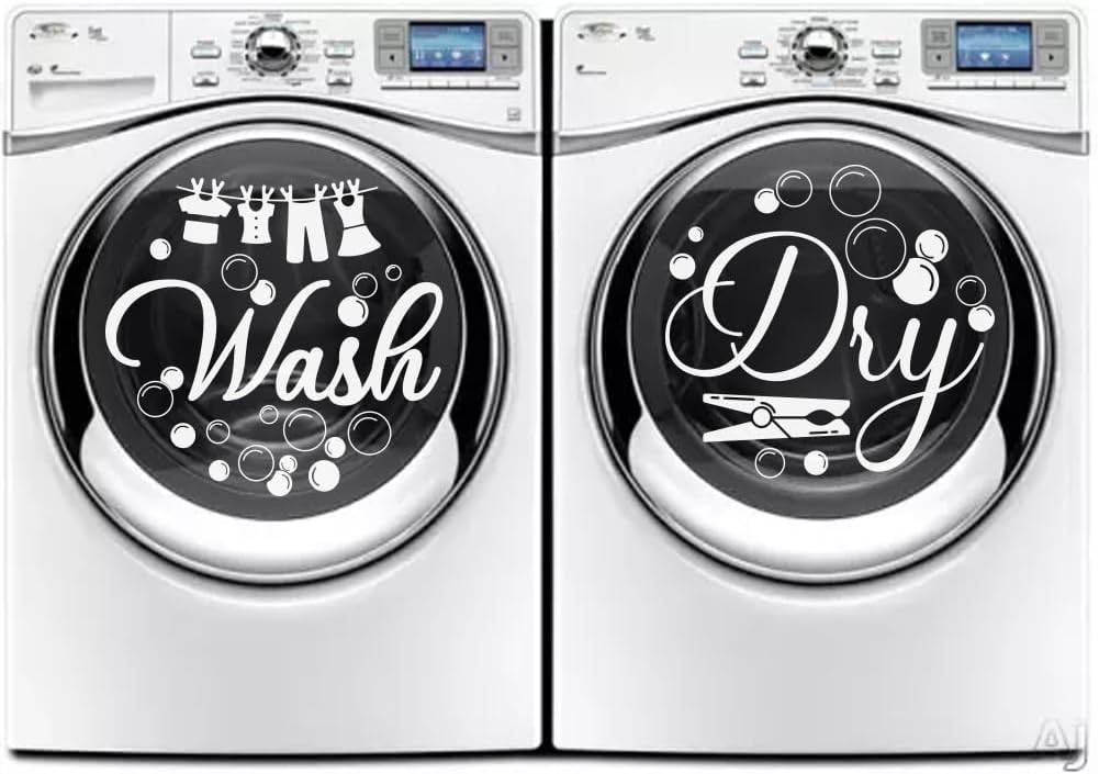 Laundry Room Wall Sticker Vinyl Wash Dry Decal Washing Machine DIY Decor 24"x12"