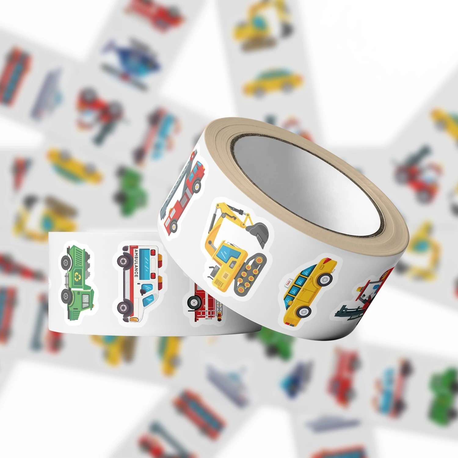500Pcs Cute Construction Vehicle Stickers Roll Kids Rewards & Party Favors