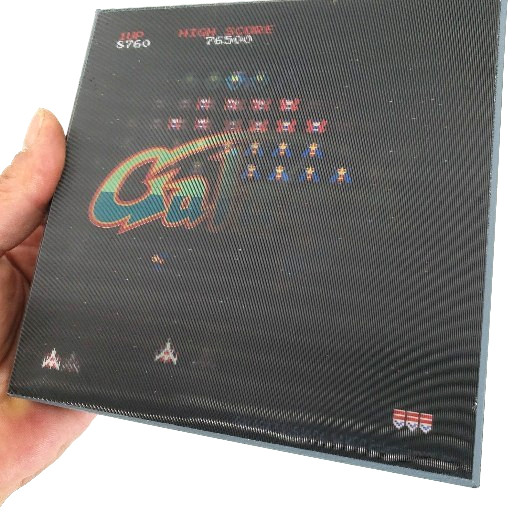 VIDEO GAME – GALAGA – 3D 6x6x1.5 Wooden hologram