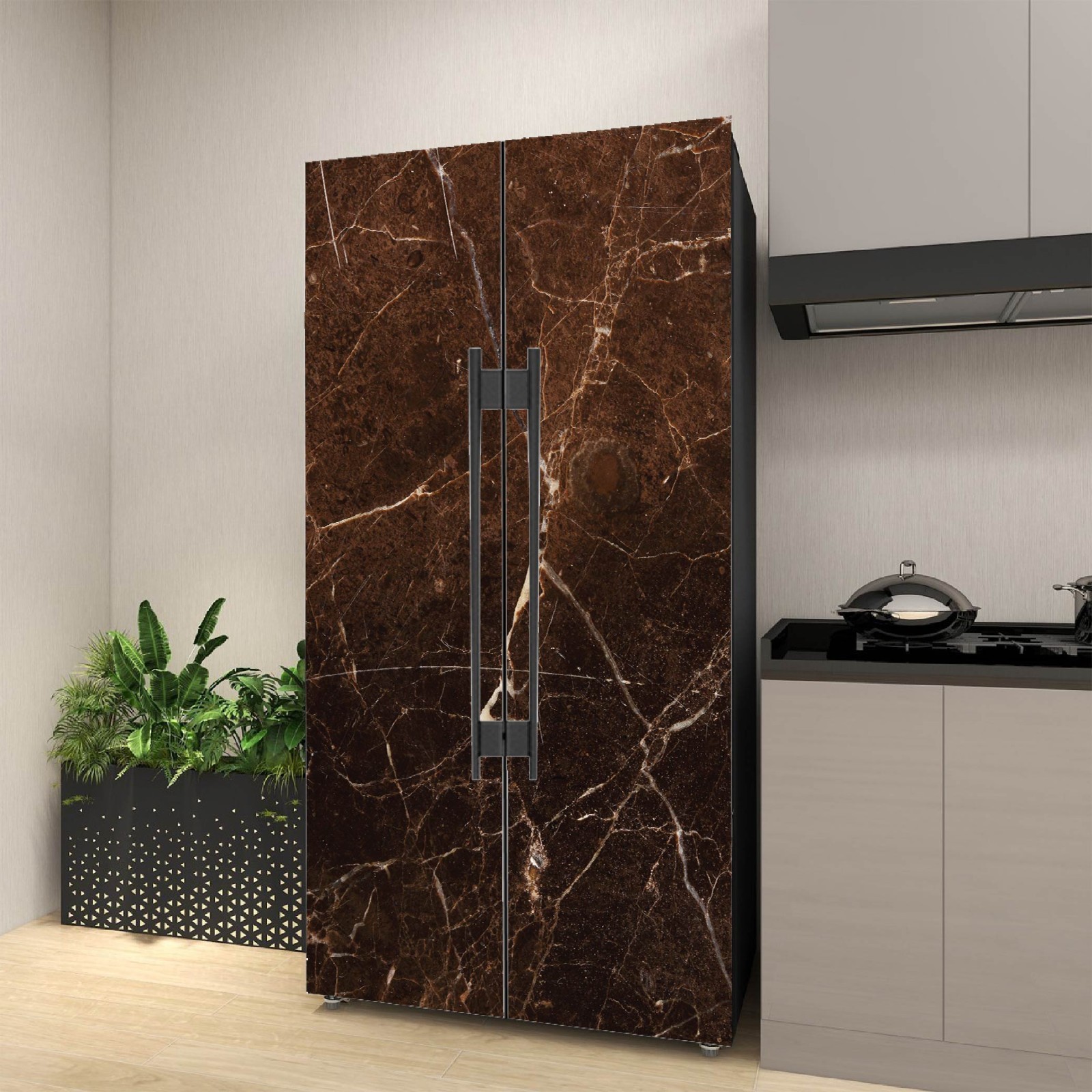 Marble Fridge Wrap, Modern Minimalist Kitchen Upgrade