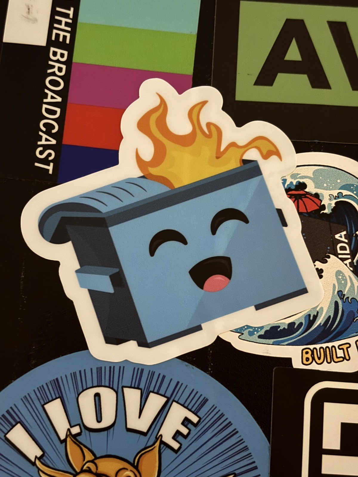 Kawaii Dumpster Fire Meme Sticker 3"x3" Vinyl Decal Laptop,Water Bottle, Tool