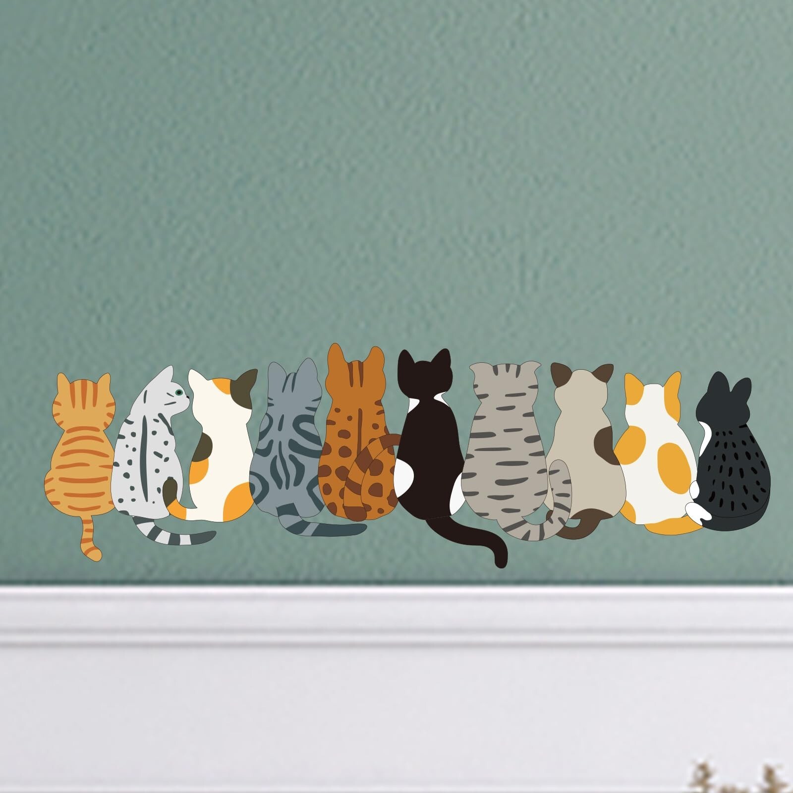 Cat Wall Decals Stickers Removable Bathroom Wall Art Decor Peel and Stick Mur…