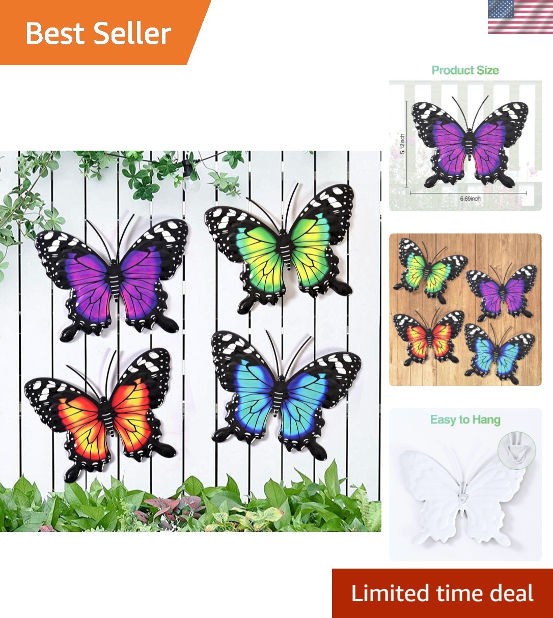 Stunning 4-Pack Metal Butterfly Wall Decor for Vibrant Indoor & Outdoor Spaces