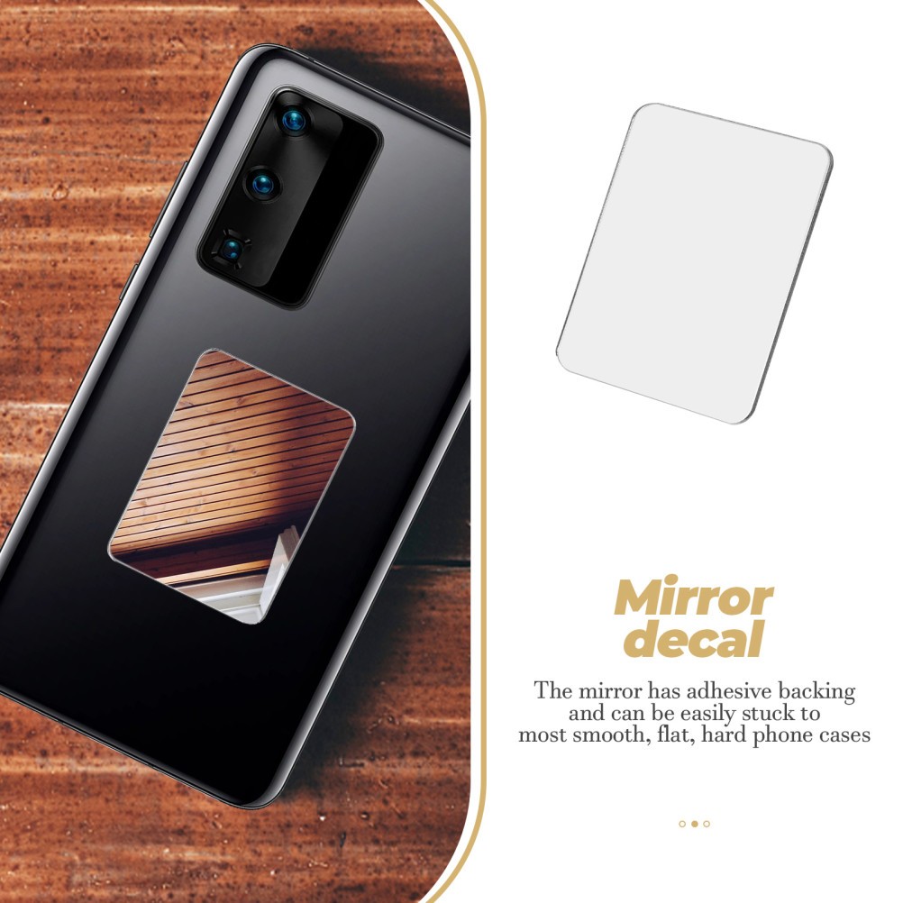 2 Pcs Stick On Mirror Decal For Smartphone Acrylic Self Adhesive Makeup Tool
