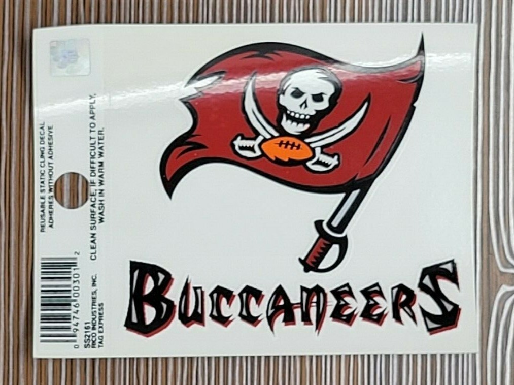 Tampa Bay Buccaneers Small Static-Cling Window Decal Sticker – Approx 3" x 4"