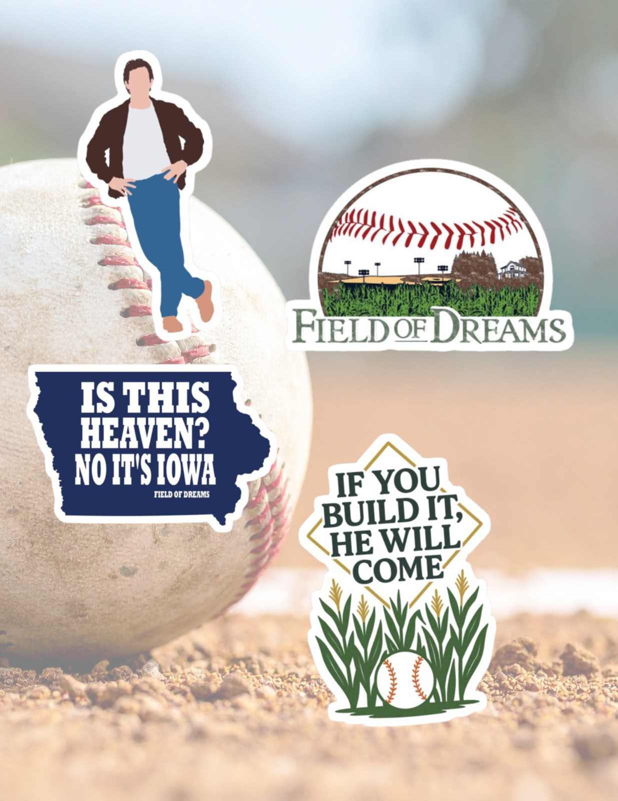 Field Of Dreams Baseball Movie 4pc Sticker Pack