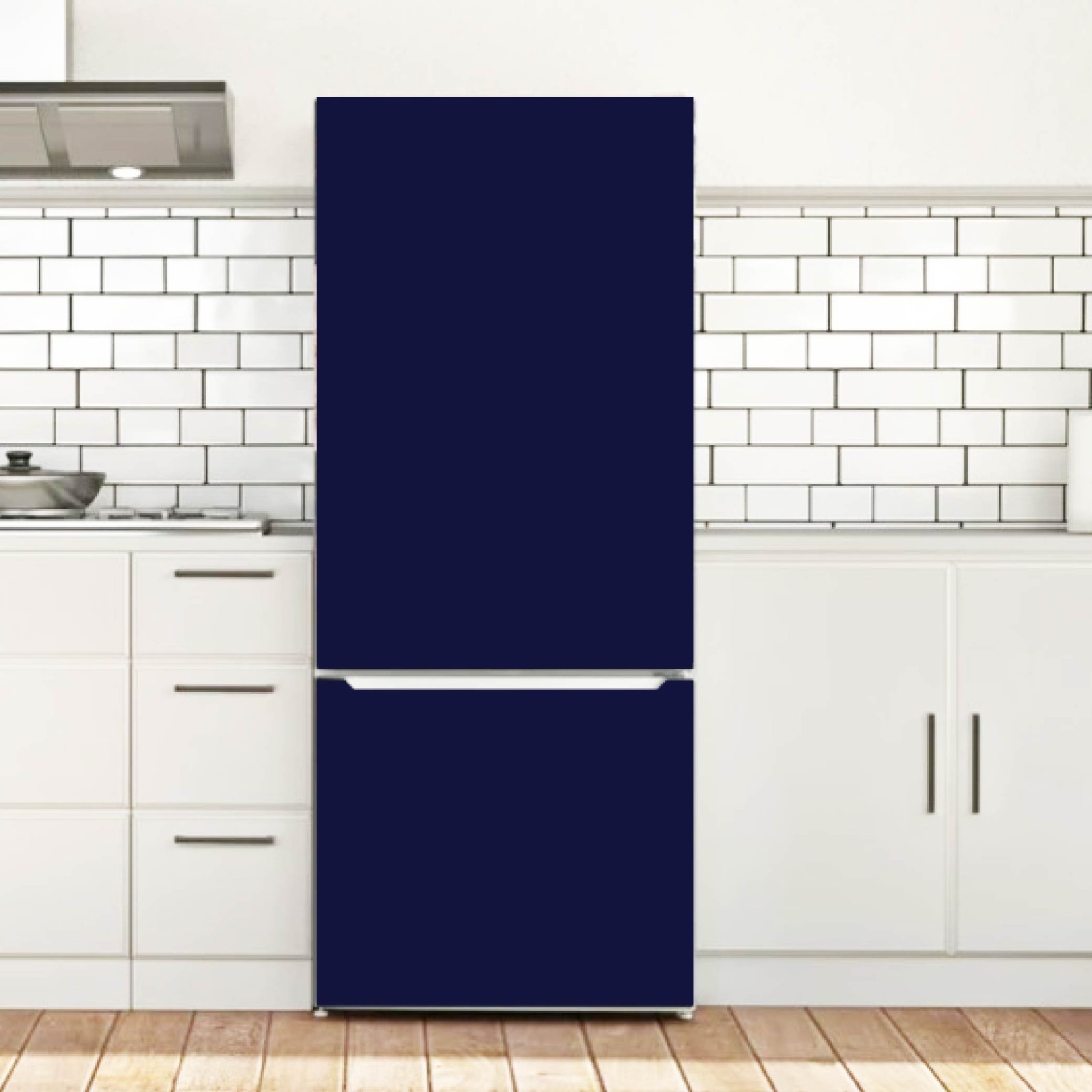 Dark Blue Solid Color Refrigerator Wrap Removable Vinyl Cover