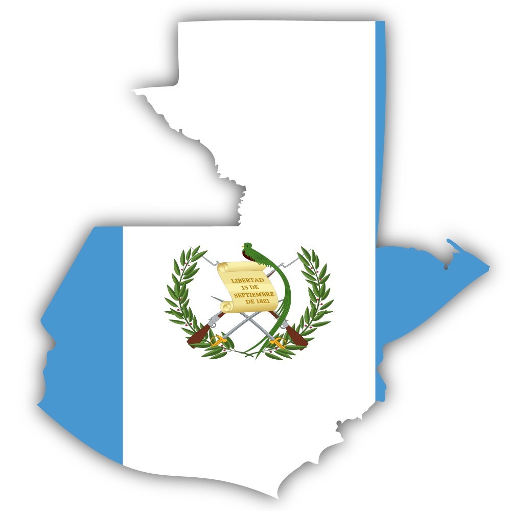 Guatemala Mayan Country Shaped Flag Cut To Shape Vinyl Sticker