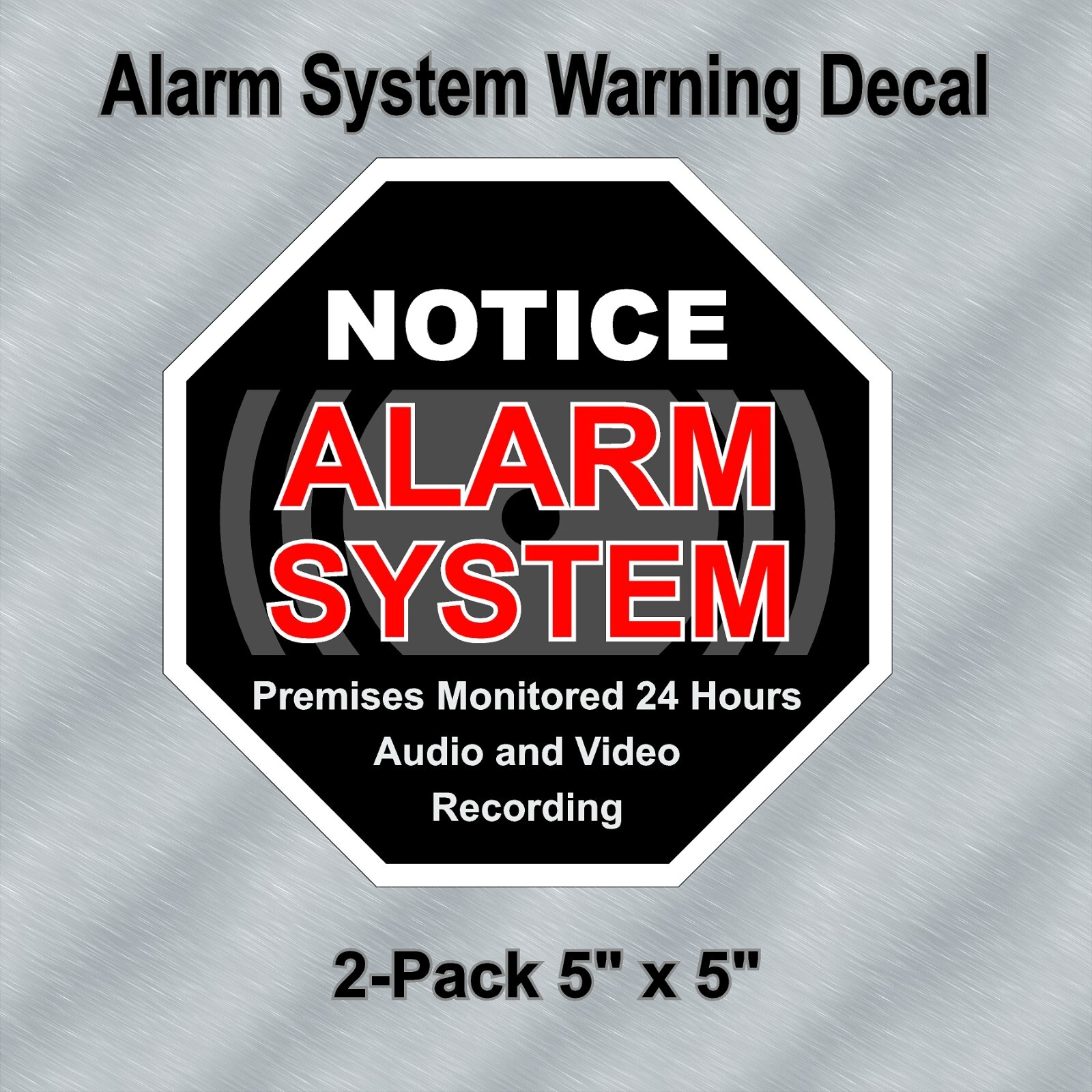 2-Pack Alarm System Warning Decals 5"x5" Black High Quality Laminated Window Sti