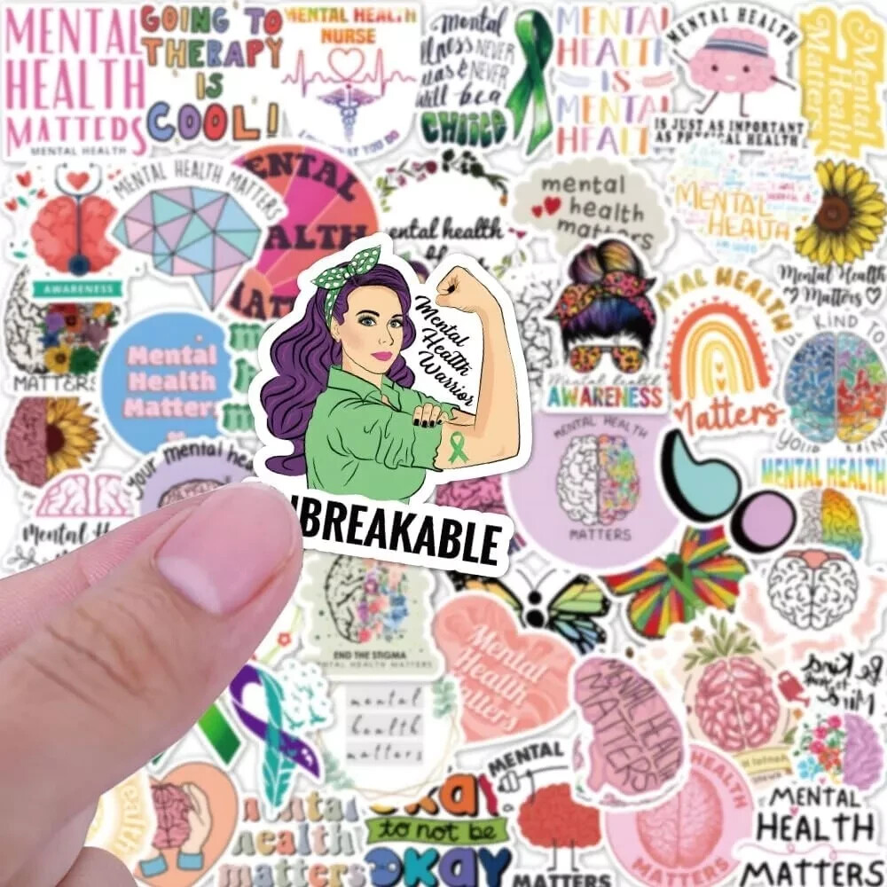 Mental Health Stickers Decals, Mental Health Awareness Stickers / 50-200 pcs