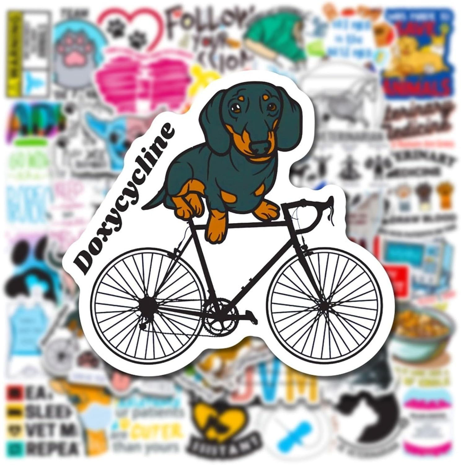 50 Pcs Waterproof Veterinary Stickers – Cute Decals for Teens & Animal Lovers