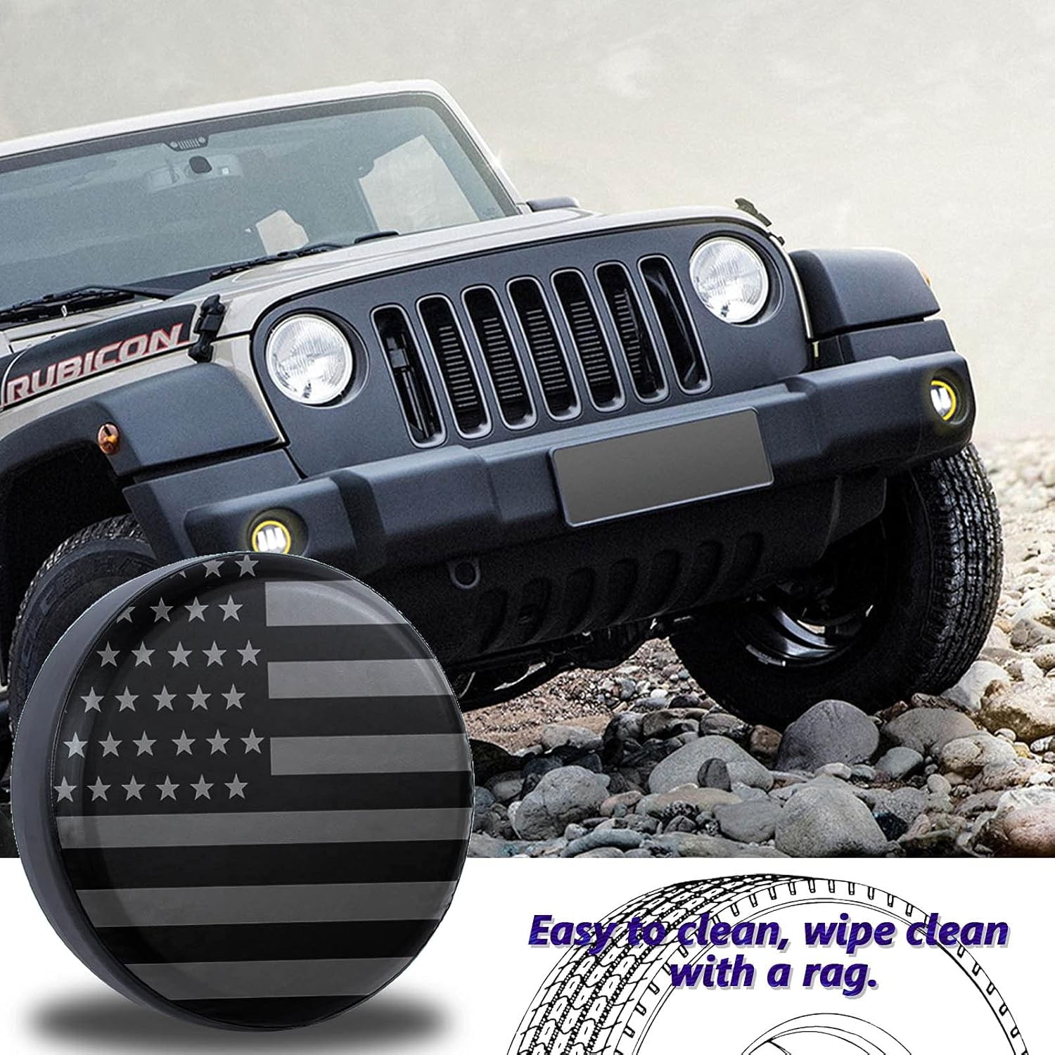 American Flag Spare Tire Cover, Fit For Jeep Wrangler, Rv, SUV, Truck, Trailer
