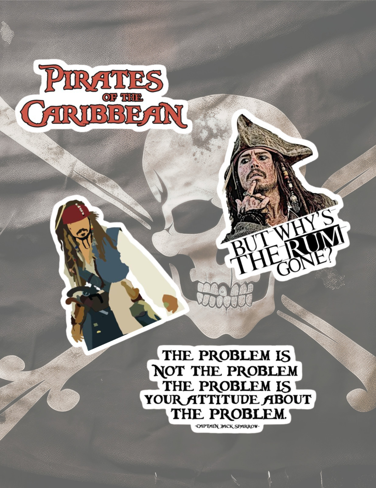 Pirates Of The Caribbean Movie 4pc Sticker Pack