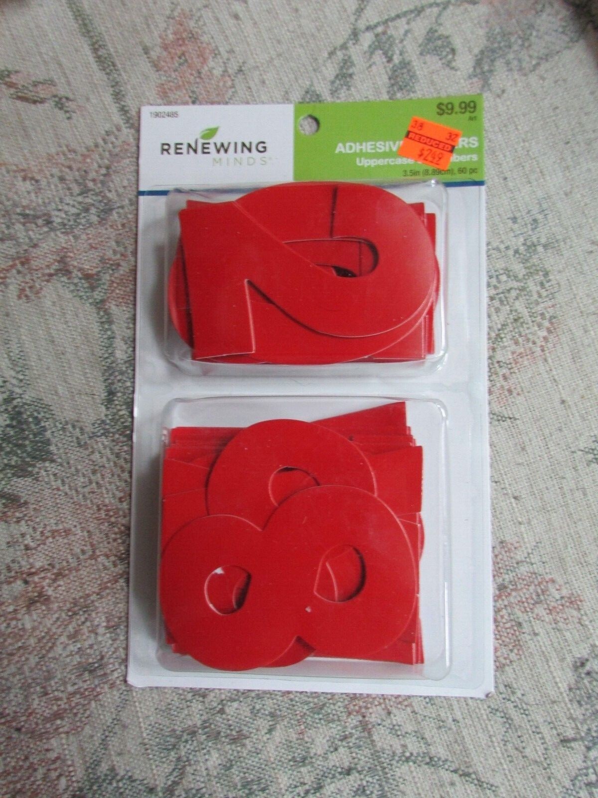Red Renewing Minds Adhesive Uppercase Letters and Numbers, 3.5", 60 pc, new