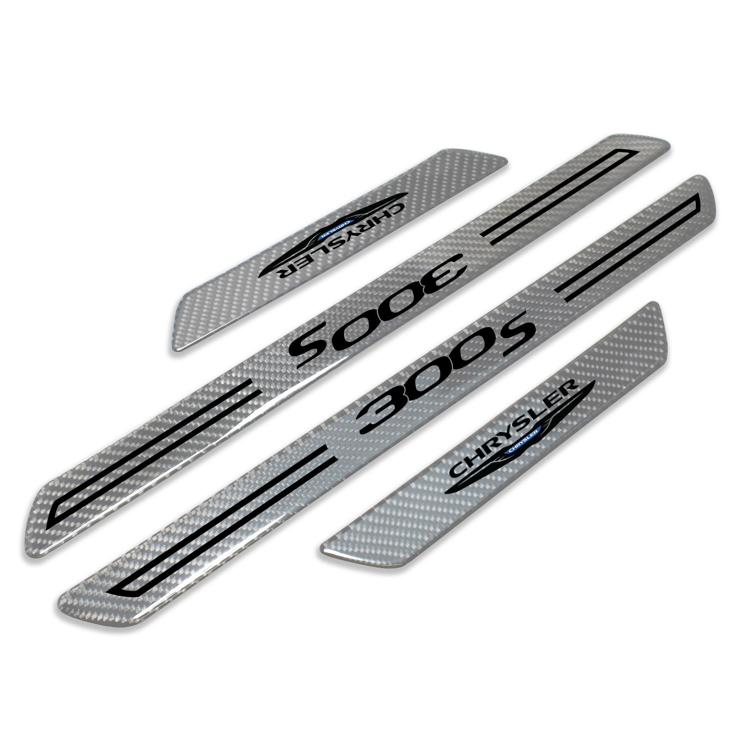 Chrysler 300S Silver Carbon Fiber Universal Door Sill Protector Kick Plates