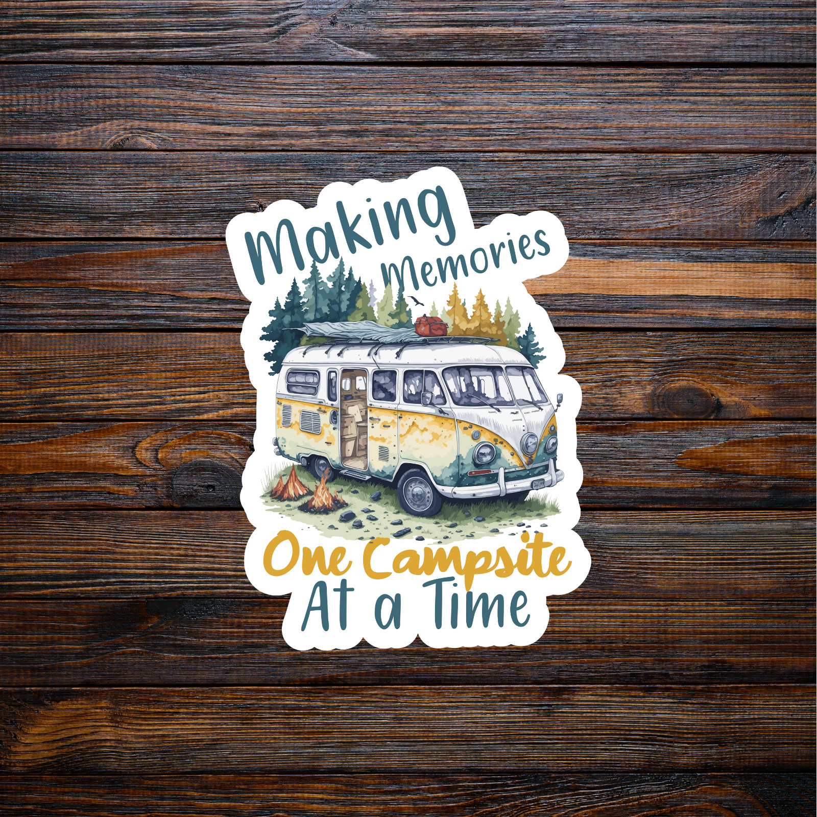 Camping sticker vinyl decal making memories one campsite at a time camper nature