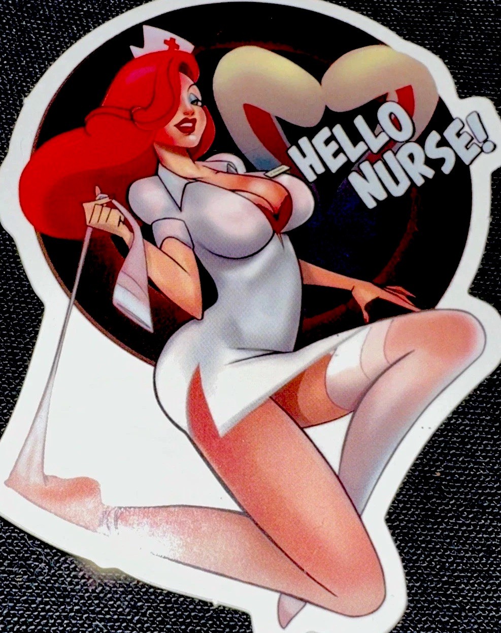 SEXY NURSE GIRL STICKER✨💋💄❤️‍🔥👠💋✨3” x 2 1/4”✨GLOSSY✨JESSICA RABBIT✨👻✨🤍🔥