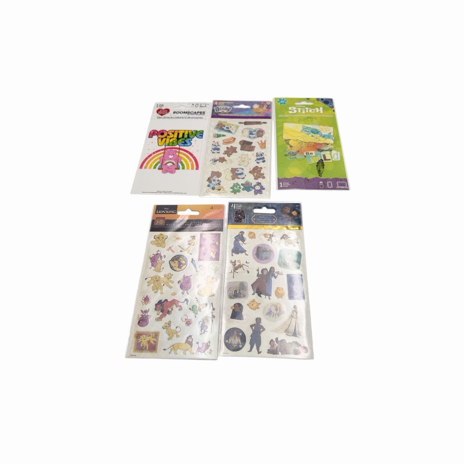 SandyLion RoomScapes Sticker & Decal Lot Care Bears Stitch Lion King Wish 5 Pack