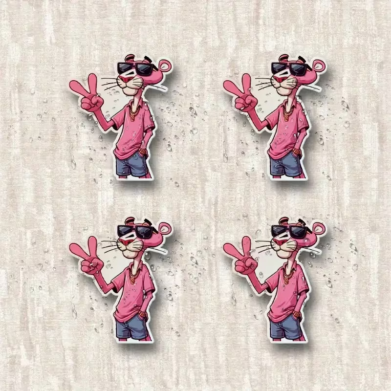 4pcs Pink Panther All Ok Sticker Waterproof Vinyl Decals Durable & Easy-to-App