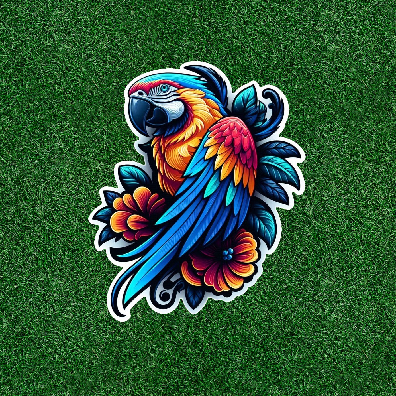 Beautiful colorful parrot vinyl sticker decal – many sizes available
