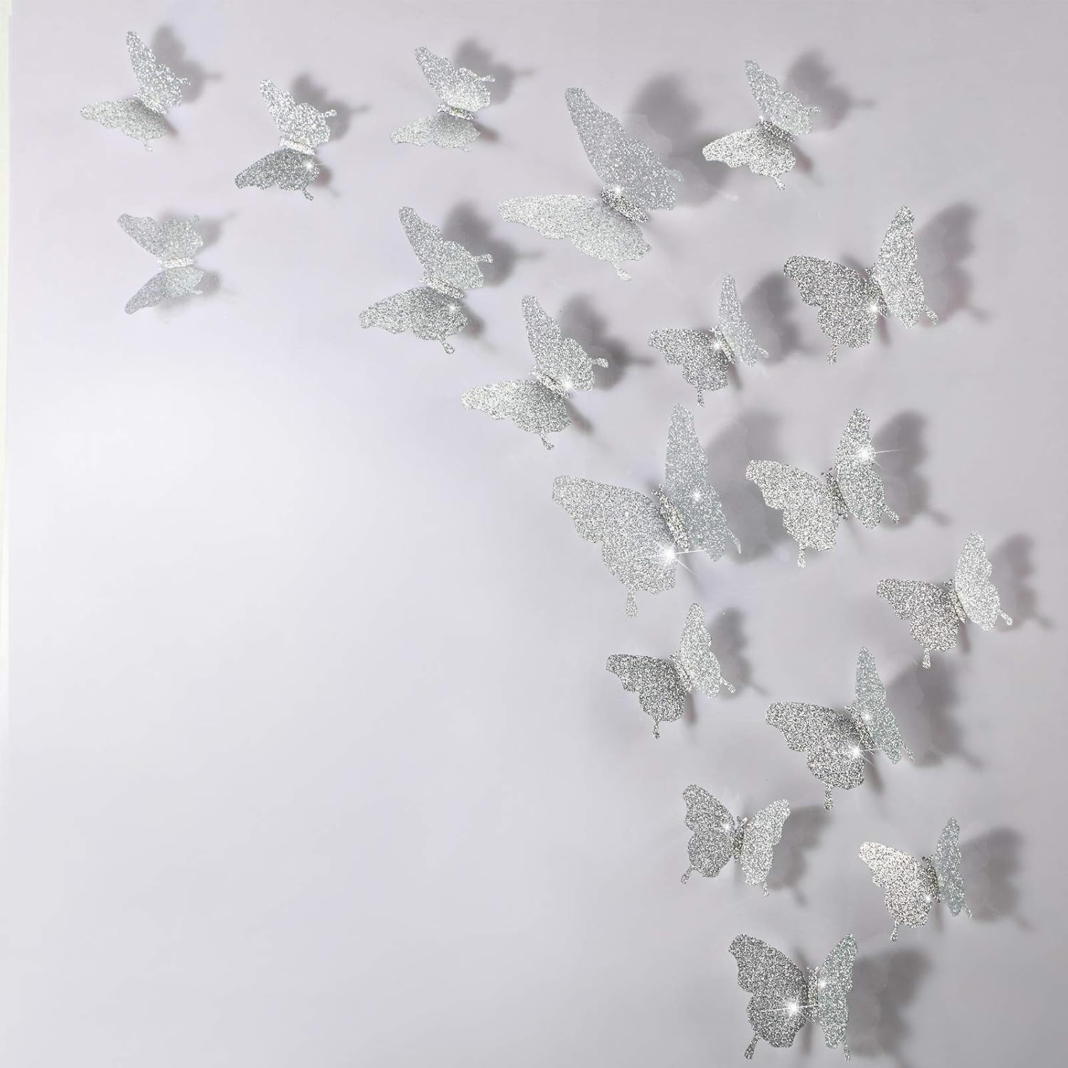 48 Pieces Butterfly Wall Decor DIY 3D Mirror Butterfly Stickers Removable Decals