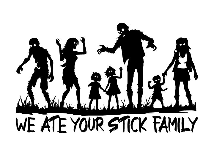 Zombie Family Sticker Decal USA Outbreak Walking Dead "We Ate Your Stick Family"