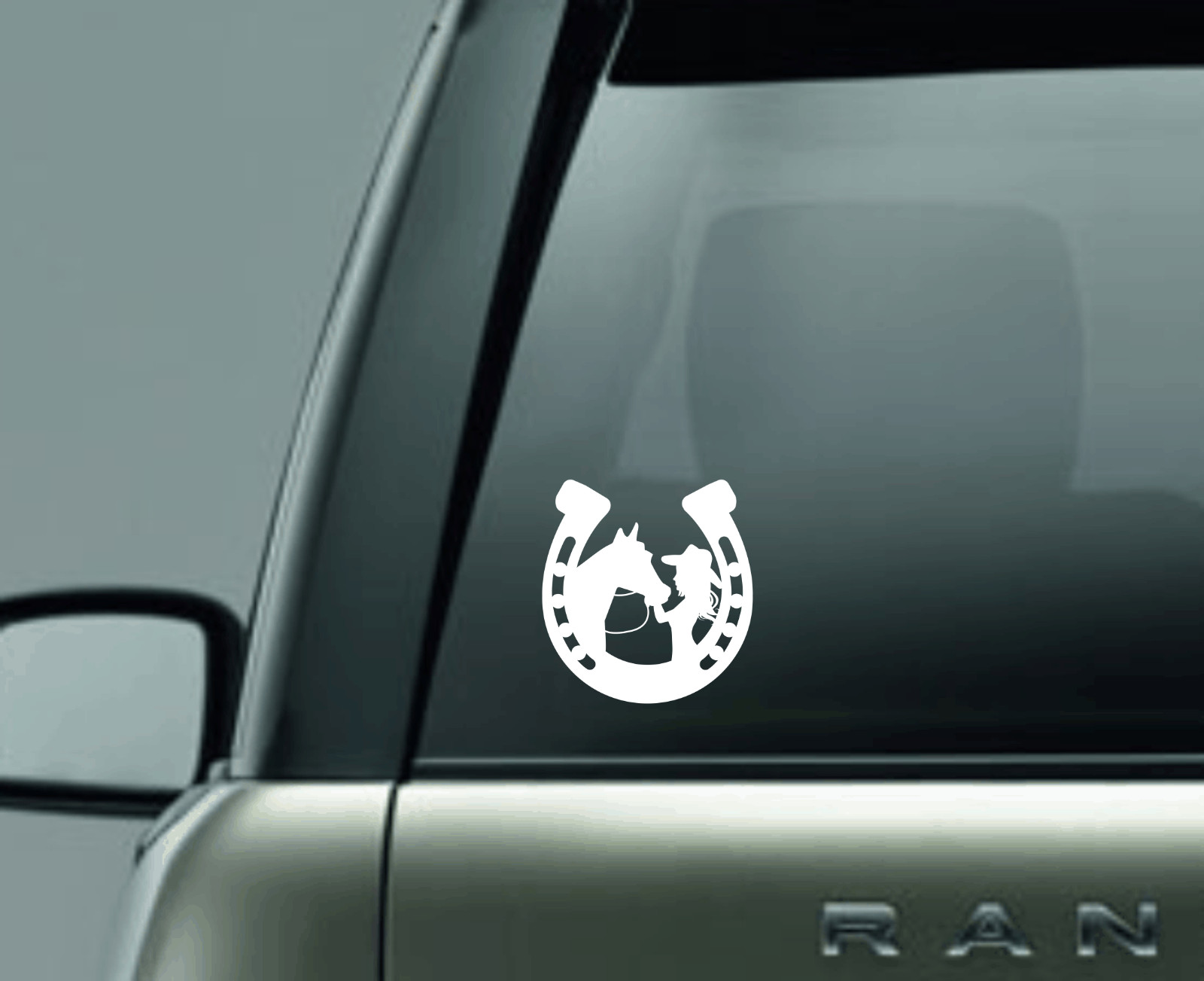 Horseshoe Cowgirl Vinyl Decal Sticker Yeti Car SUV Truck Window Tablet Laptop